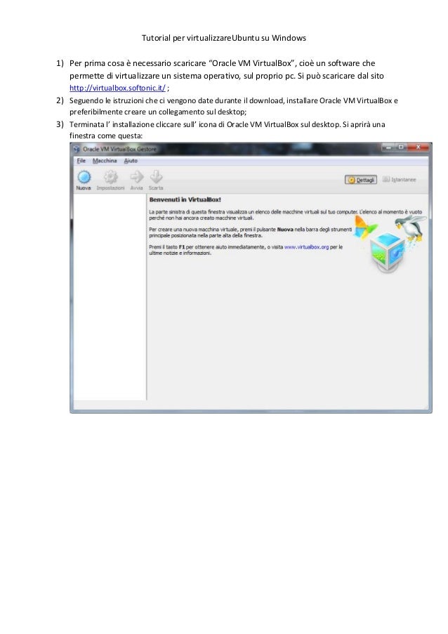 SCARICARE UBUNTU SU VIRTUALBOX